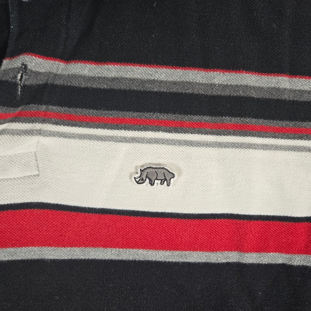 Y2K Ecko Unltd Mens Black Striped Streetwear Polo Shirt Size L - Picture 2 of 8